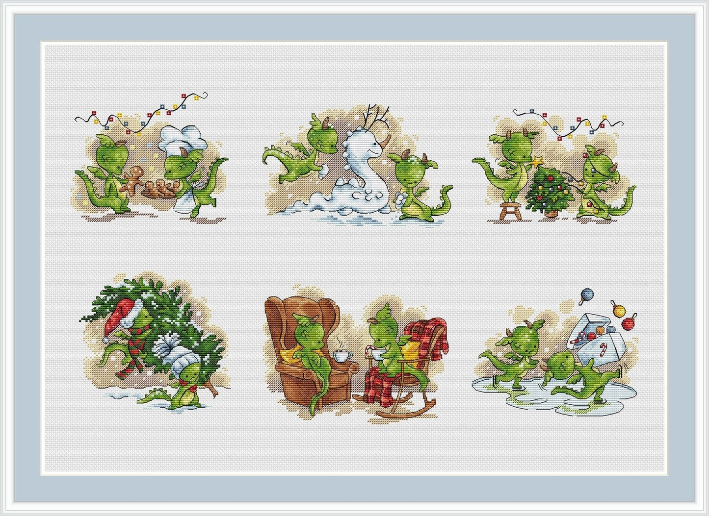 Christmas Dragons Cross Stitch Pattern