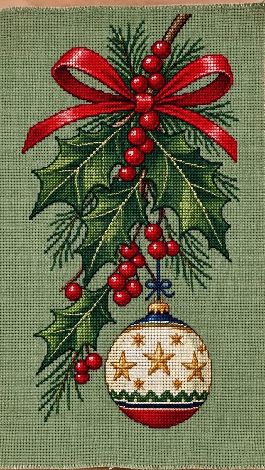 Festive Holly And Bauble Cross Stitch Pattern Instant Download PDF