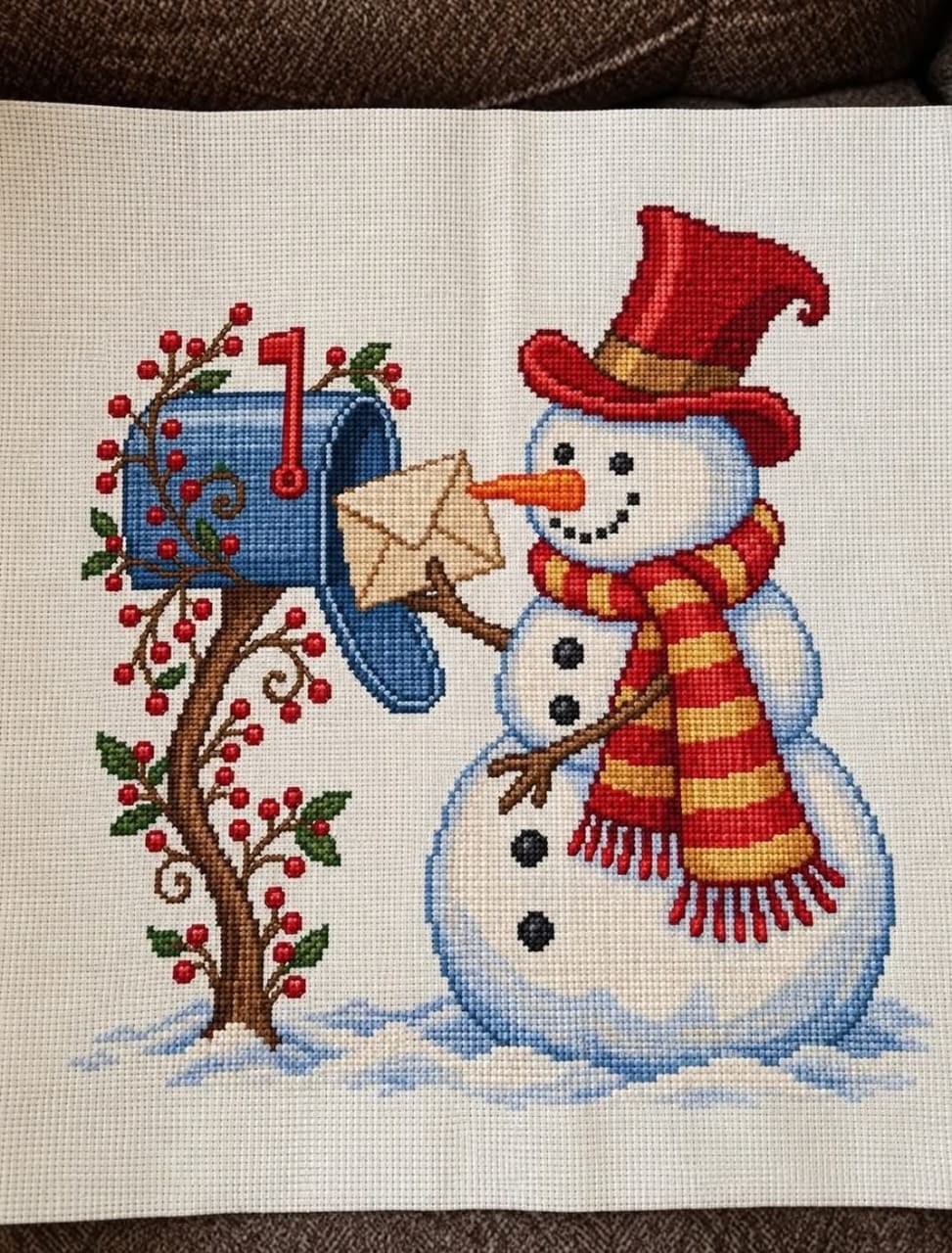 Winter Mail Snowman Cross Stitch Pattern Instant Download Pdf