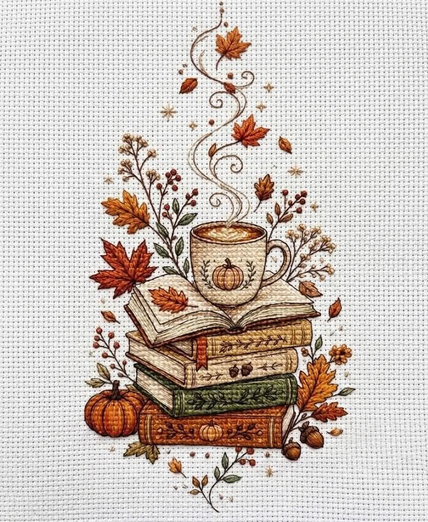 A Cup of Autumn Cross Stitch Pattern Instant Download PDF