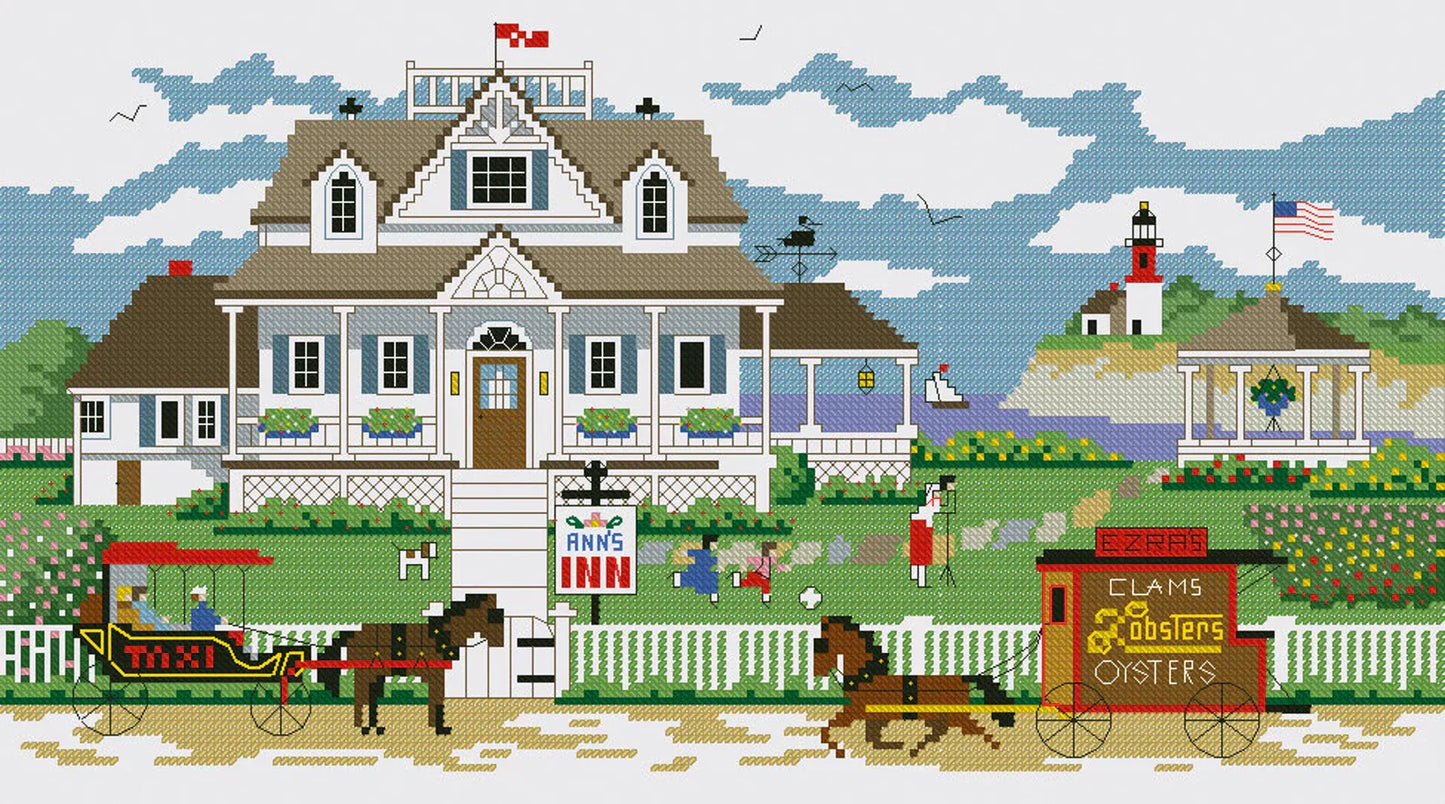 Village House Cross Stitch Pattern Colorful Art DIY X-stitch Needlepoint Pattern Embroidery Chart Printable Instant Download PDF Design