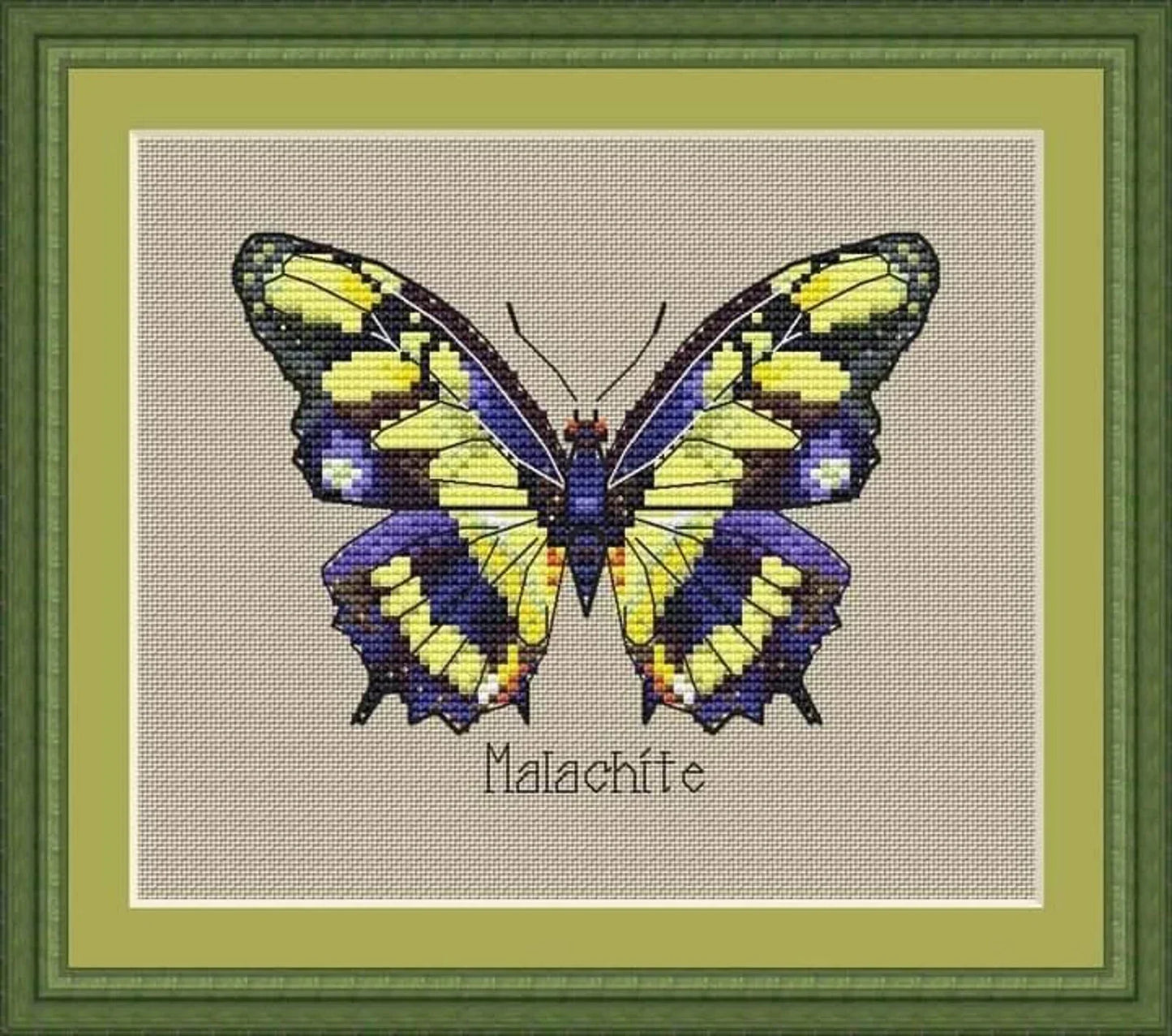 Butterfly cross stitch pattern, malachite butterfly cross stitch pattern