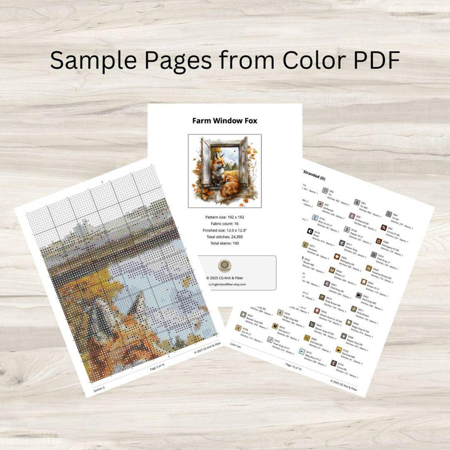 Cross Stitch Pattern: Farm Window Fox in Autumn - PDF Instant Download