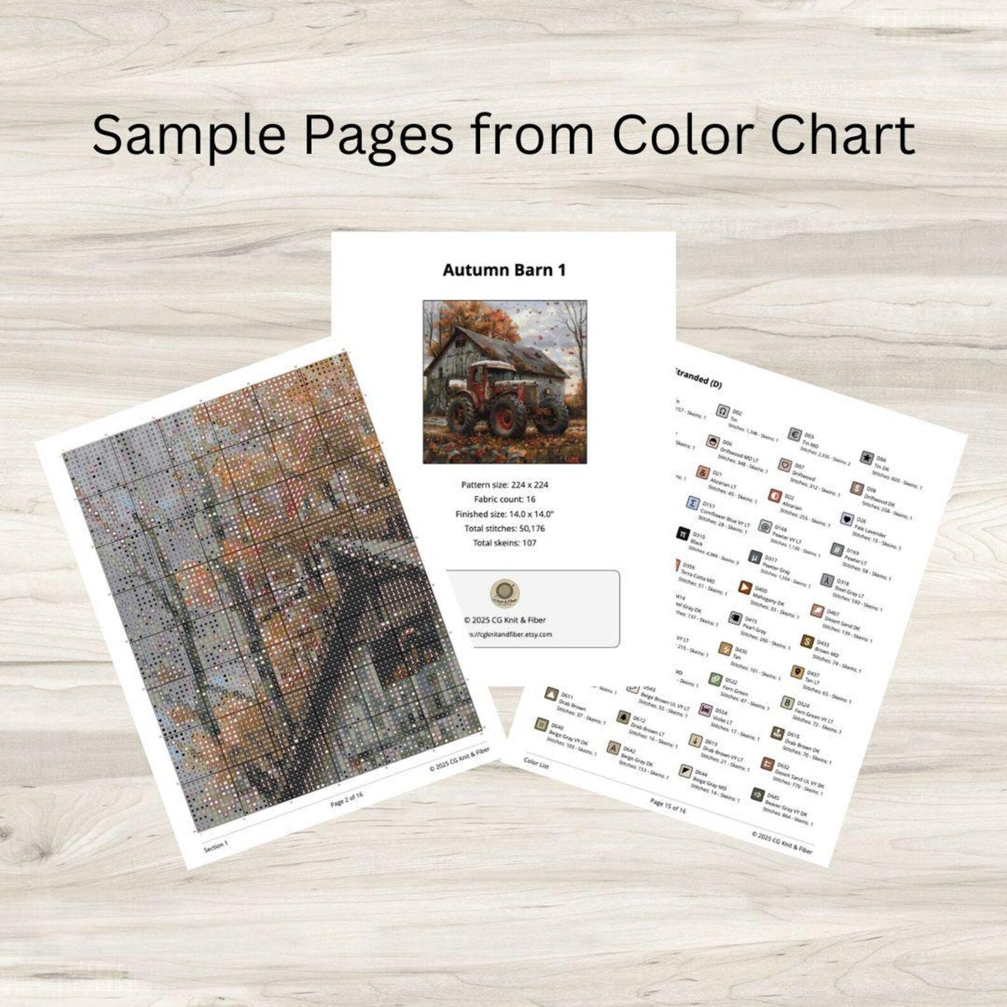 Cross Stitch Pattern: Autumn Barn and Tractor Motif 1 - PDF Instant Download