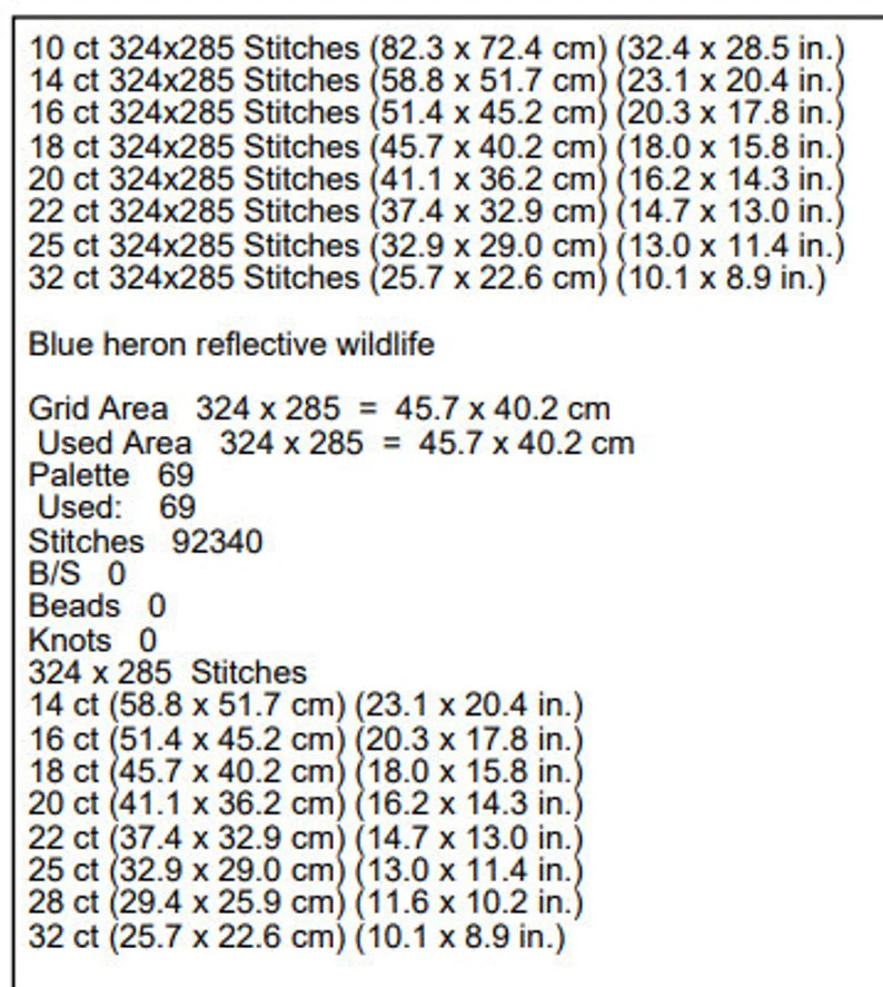 Cross Stitch Pattern Blue Heron Full Coverage