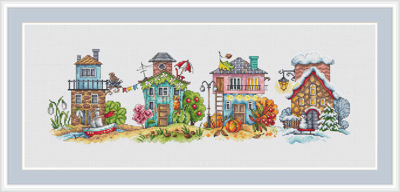 Four Seasons Cross Stitch Pattern, Home Sweet Home Cross Stitch Pattern, Fall Cross Stitch Pattern, Winter Cross Stitch Pattern, PDF Pattern