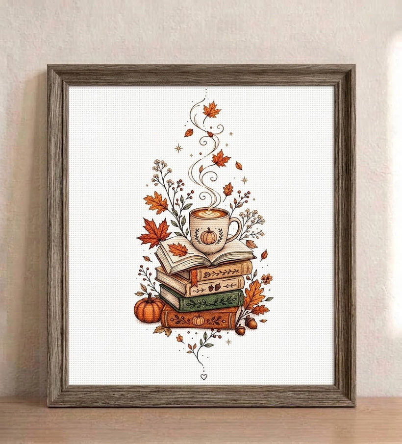 A Cup of Autumn Cross Stitch Pattern  Instant Download PDF