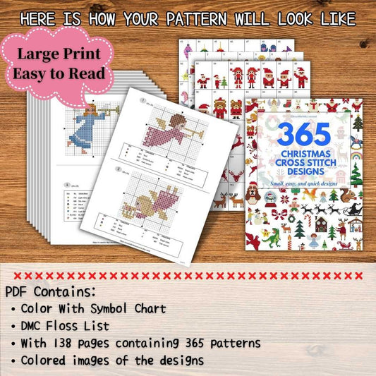 365 Christmas Cross Stitch Designs: Small, Easy and Quick Designs Instant Download PDF