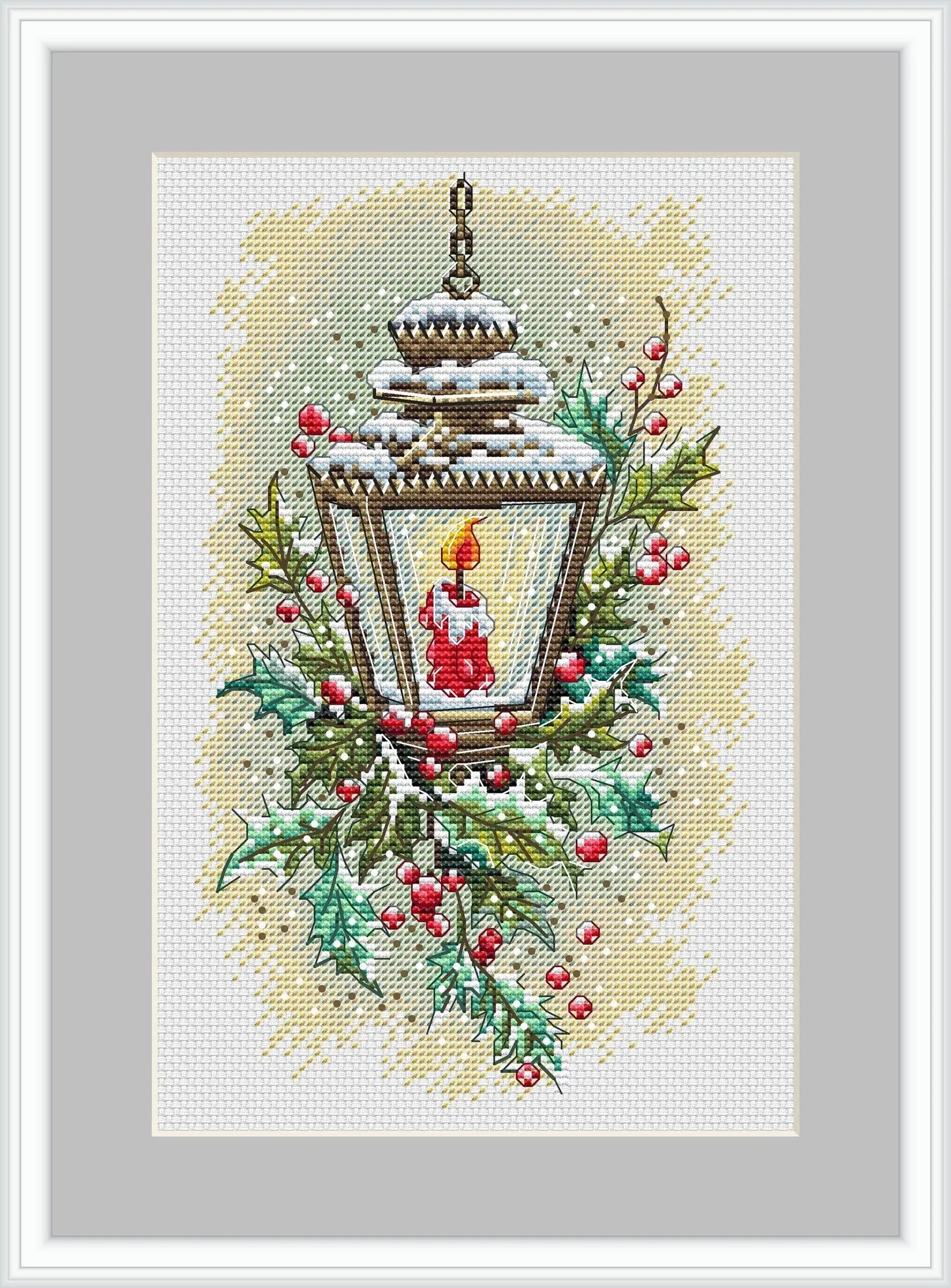 Winter Lantern Cross Stitch Pattern