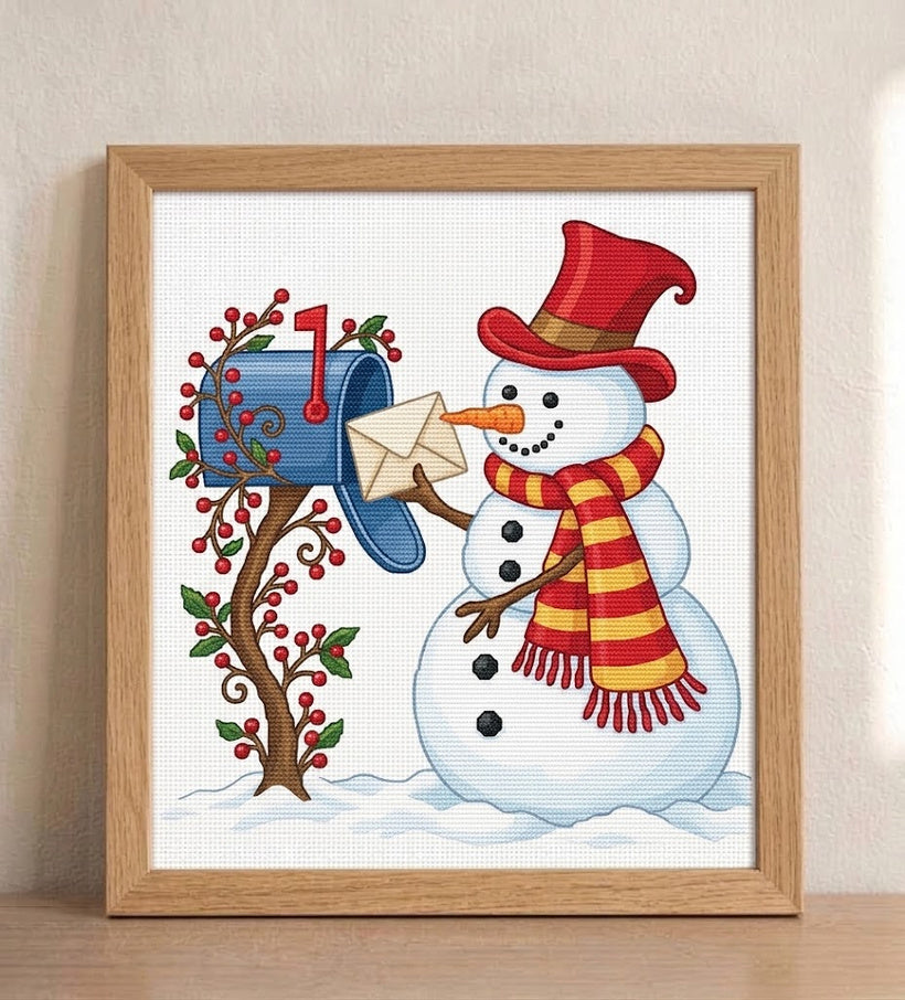 Winter Mail Snowman Cross Stitch Pattern Instant Download Pdf