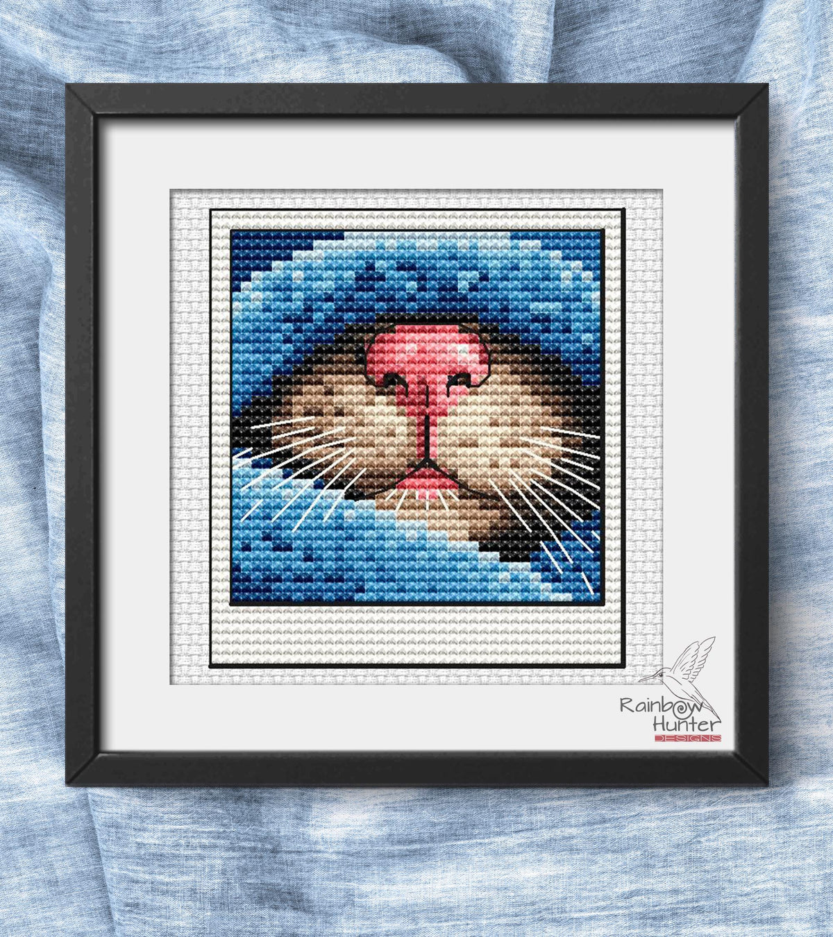 Cat Nose Cross Stitch Pattern PDF Cozy Kitten, Peeking from Blanket Winter Xstitch Chart Small Pet Lover Gift Quick Stitch Instant Download PDF