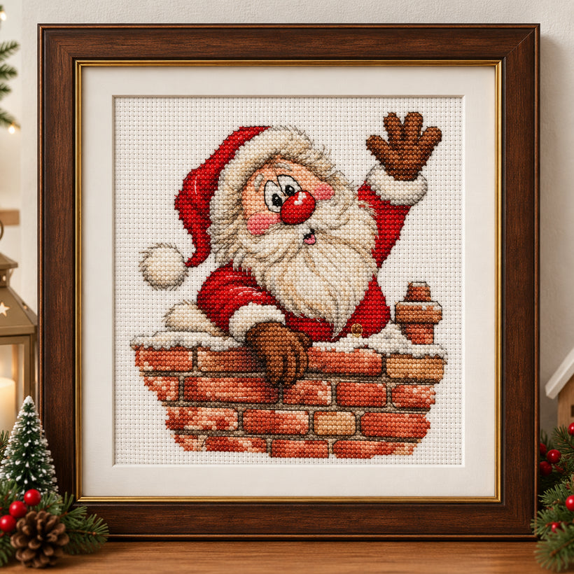 Rooftop Santa Cross Stitch Pattern Instant Download PDF