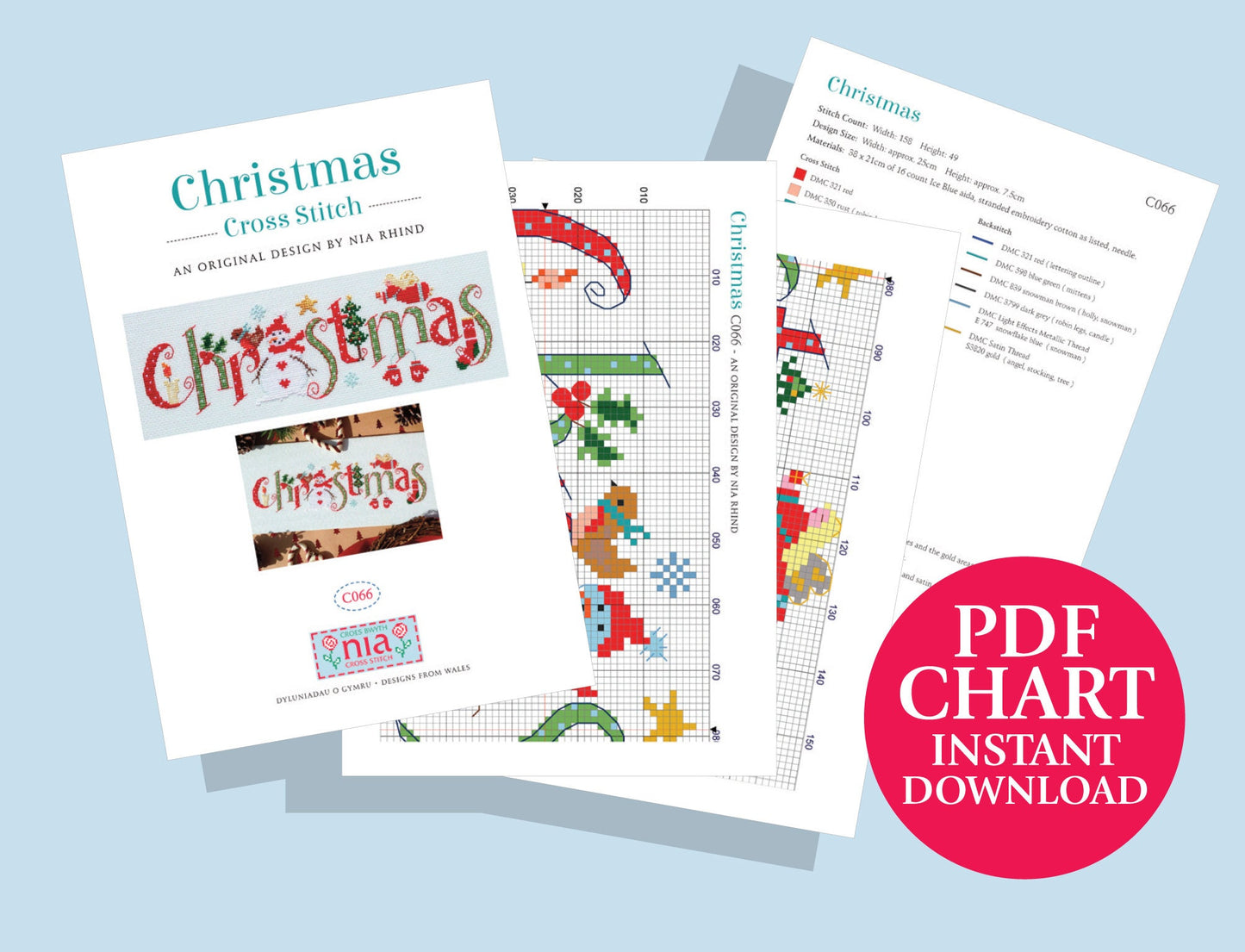 Christmas Cross Stitch Chart - Digital Format PDF Pattern Instant Download