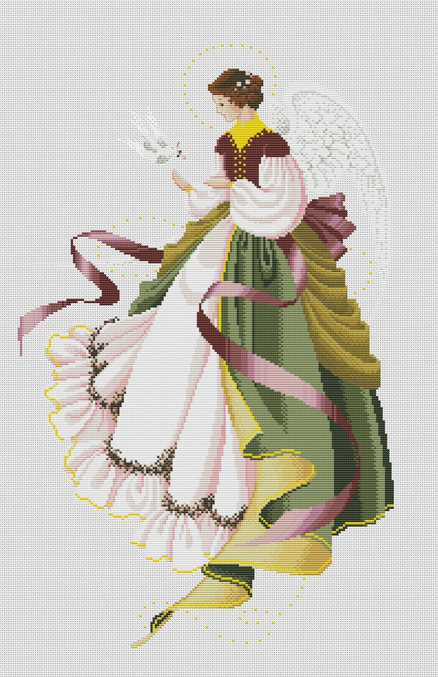 Digital cross stitch pattern Angel of Grace, PDF + xsd SAGA, Cross Stitch Chart Angel Embroidery, Woman, Lady, Miss, Religious Cross Stitch