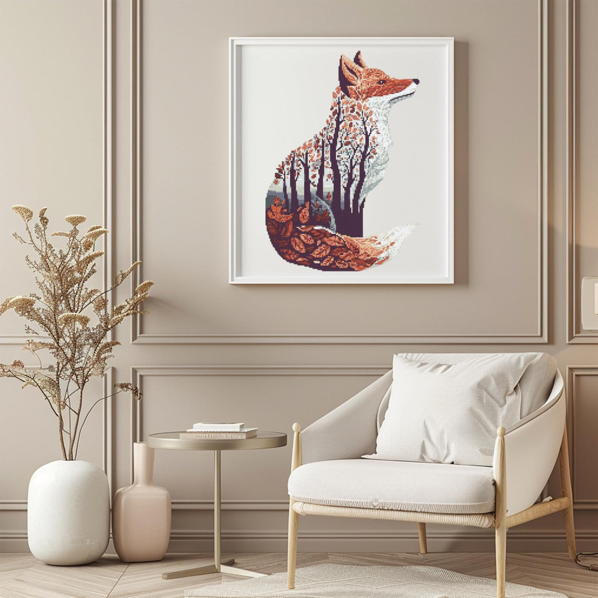 Fox Cross Stitch Pattern Instant PDF Download - Tree Fox Watercolor Cross Stitch Hand Embroidery Autumn Fall Woodland Animal Pattern