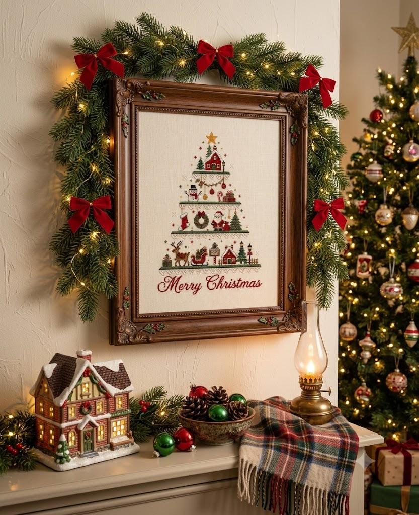 Merry Christmas Cross Stitch Pattern PDF Instant Download