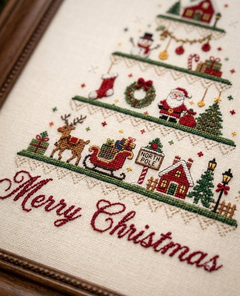 Merry Christmas Cross Stitch Pattern PDF Instant Download