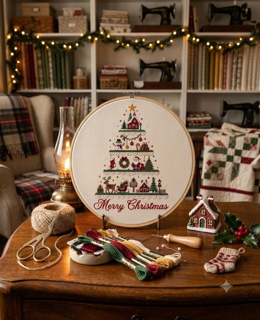 Merry Christmas Cross Stitch Pattern PDF Instant Download