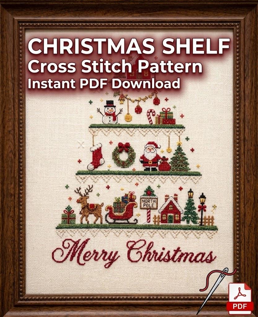 Merry Christmas Cross Stitch Pattern PDF Instant Download