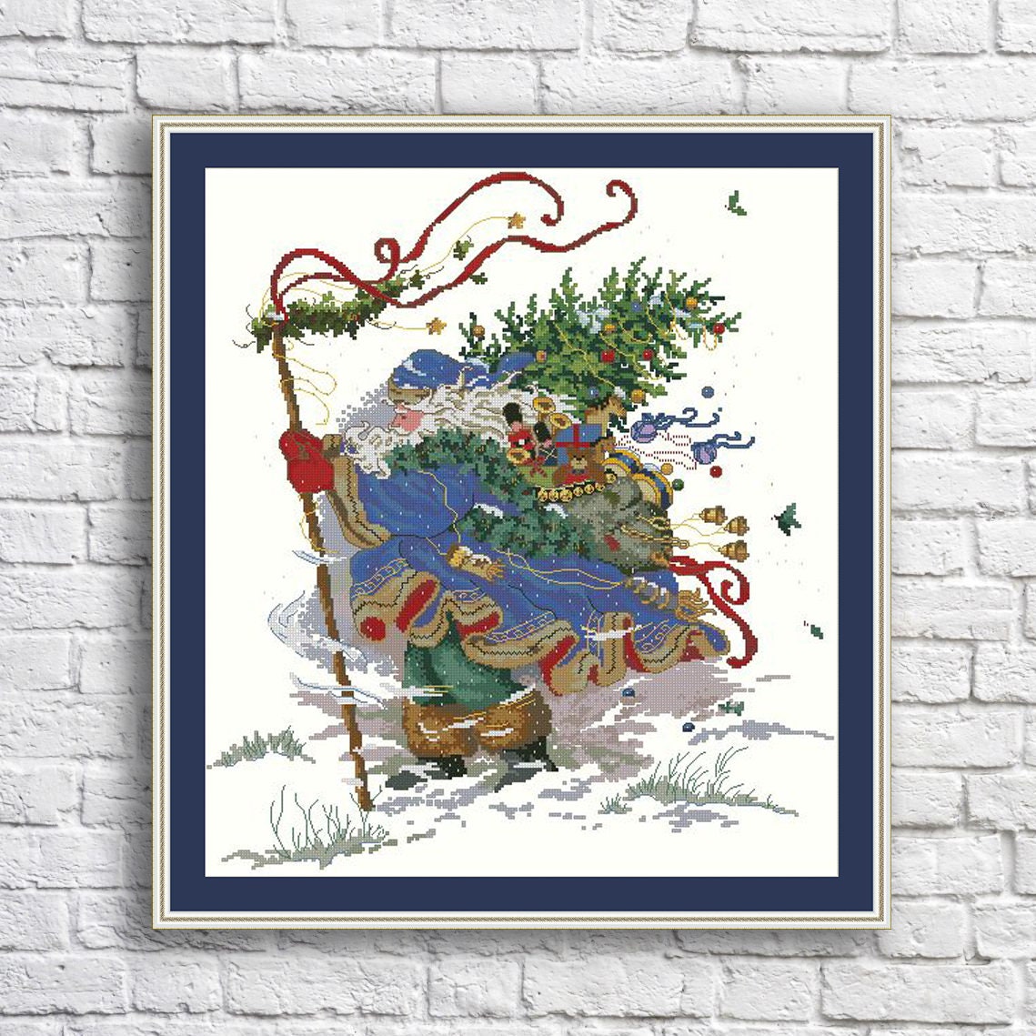 Snowy St Nick Christmas Cross Stitch Pattern Modern Embroidery Xstitch Decor Christmas Embroidery Needlepoint Chart Santa Cross Stitch PDF