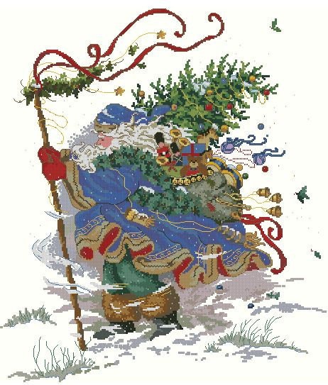 Snowy St Nick Christmas Cross Stitch Pattern Modern Embroidery Xstitch Decor Christmas Embroidery Needlepoint Chart Santa Cross Stitch PDF