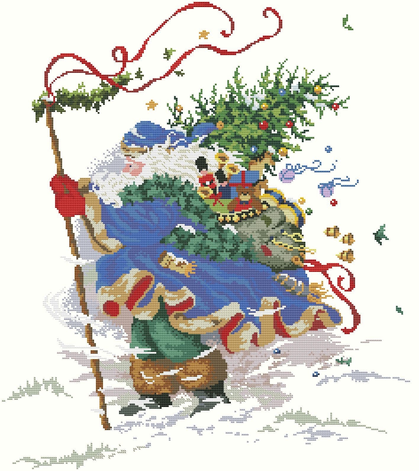 Snowy St Nick Christmas Cross Stitch Pattern Modern Embroidery Xstitch Decor Christmas Embroidery Needlepoint Chart Santa Cross Stitch PDF