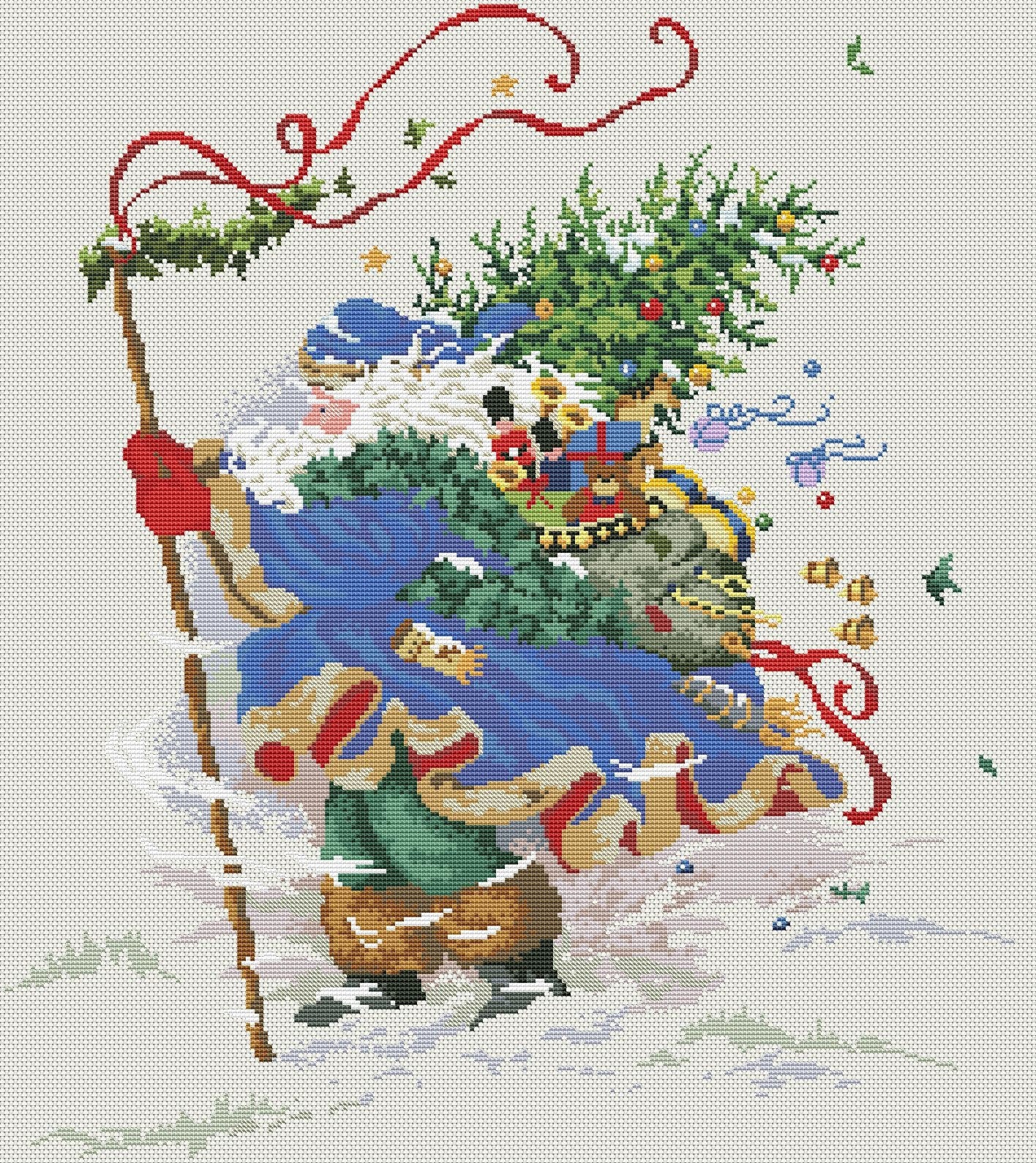 Snowy St Nick Christmas Cross Stitch Pattern Modern Embroidery Xstitch Decor Christmas Embroidery Needlepoint Chart Santa Cross Stitch PDF
