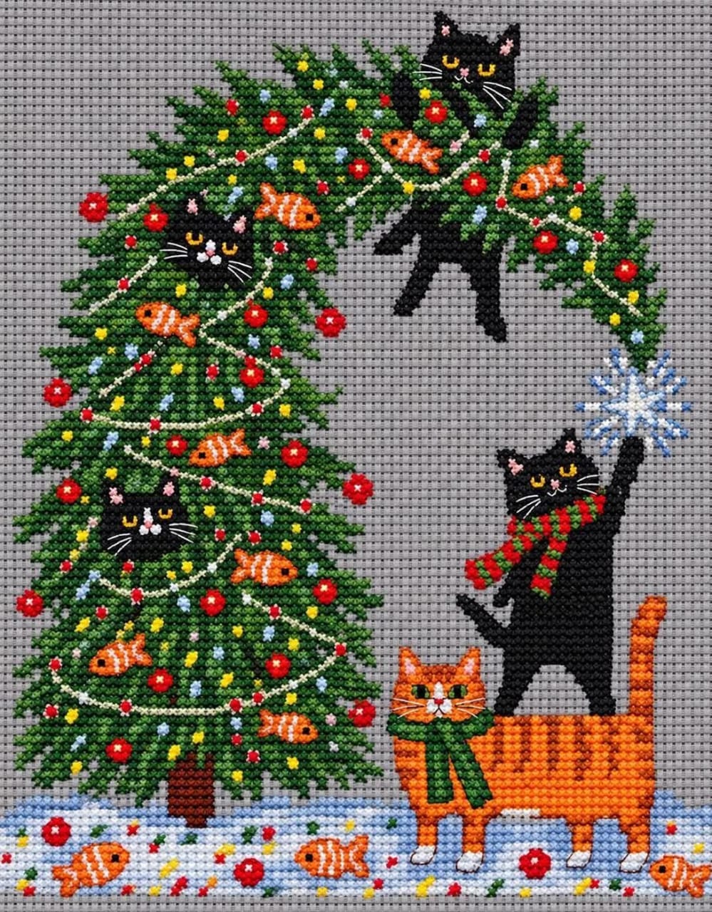 Cat Christmas Tree Cross Stitch Pattern Instant Download PDF