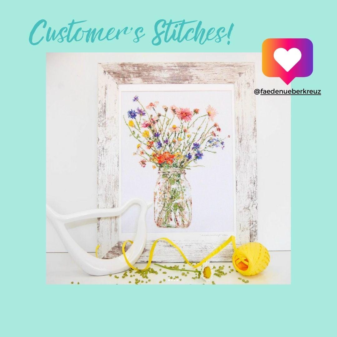 Wildflower Bouquet Cross Stitch Pattern: Rustic Jar Design (PDF Pattern)