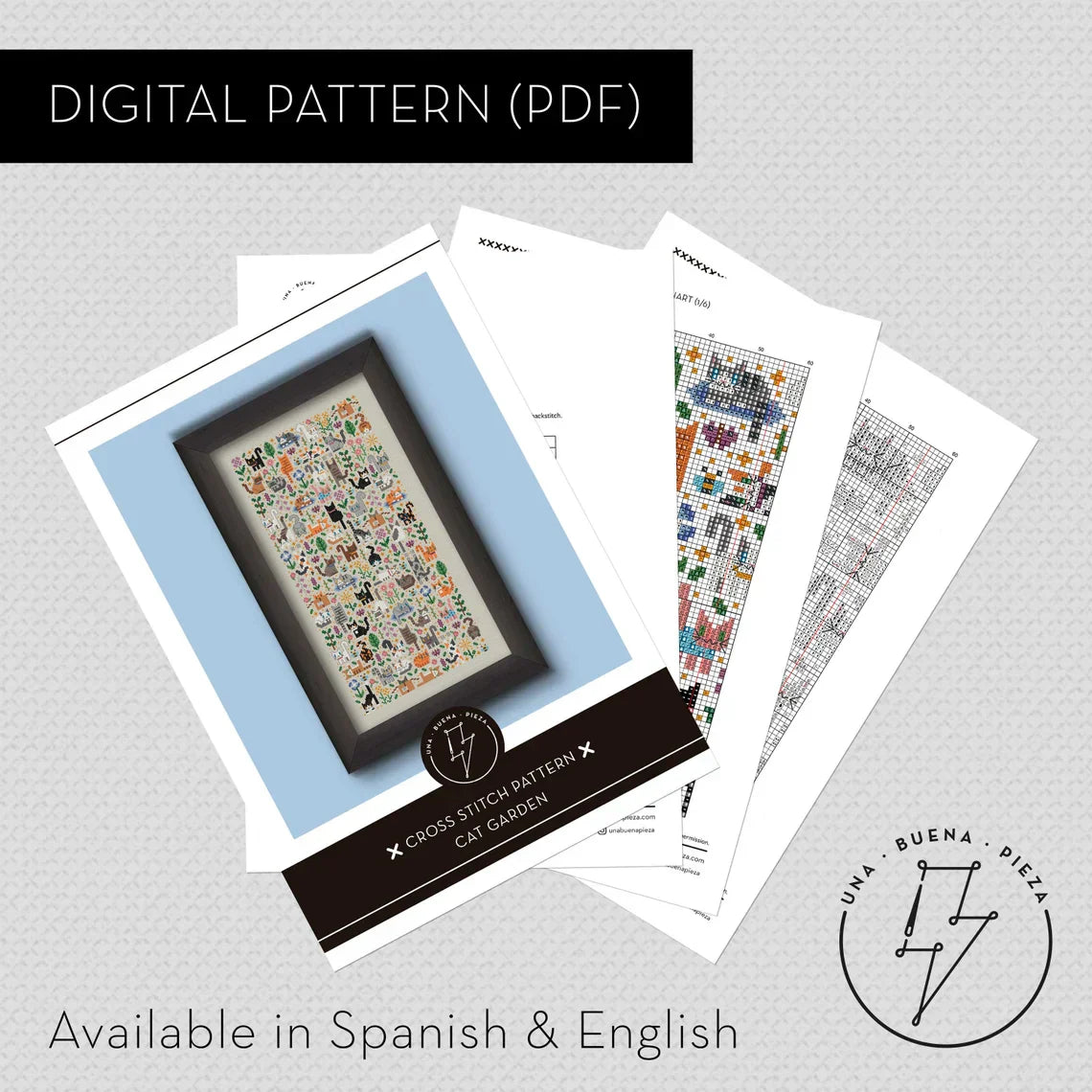 Cat Garden Cross Stitch Pattern, Cute Kitties PDF Chart (Digital Download)