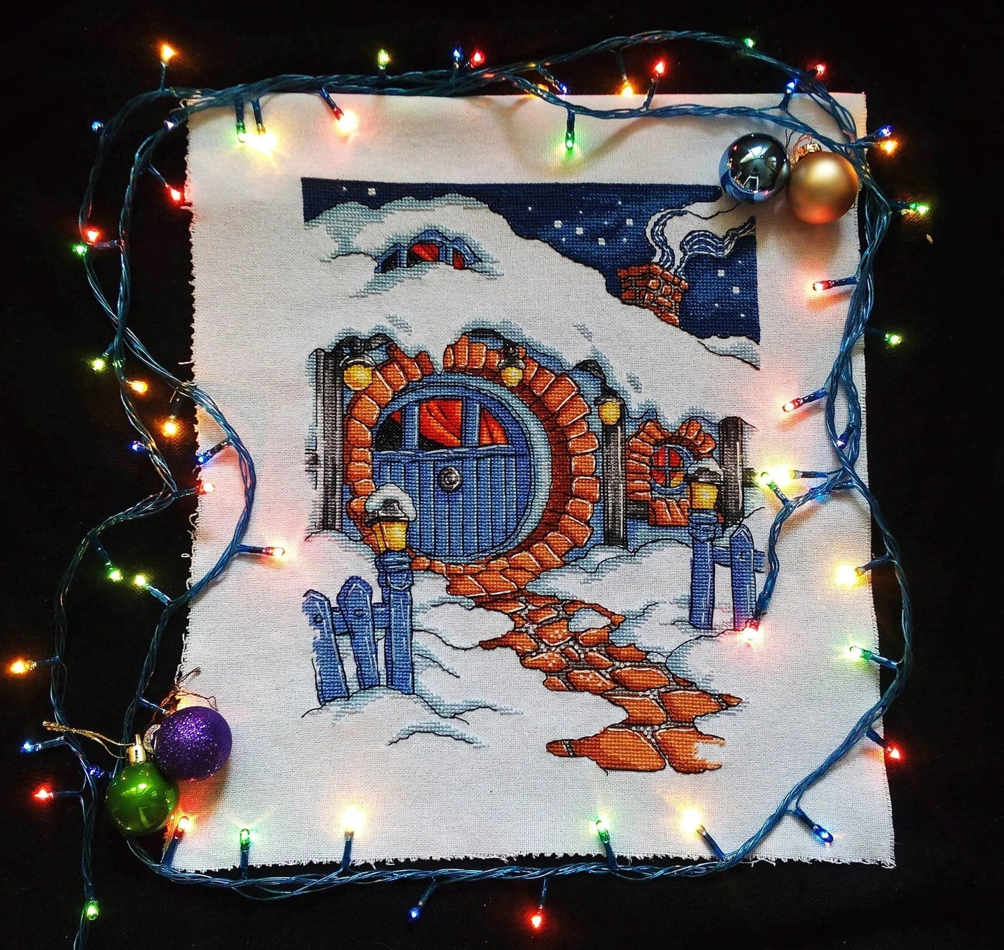 Cross Stitch Pattern Winter halfling's house DMC Chart Embroidery Printable PDF Instant Download