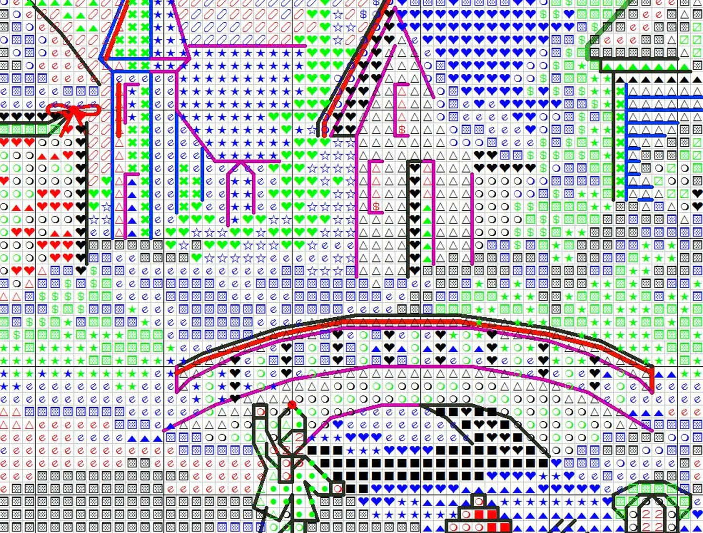 Treasure time Counted Cross Stitch Pattern Christmas Village Winter Landscape Hand Embroidery Needlepoint Chart Cottage Santa Pattern PDF
