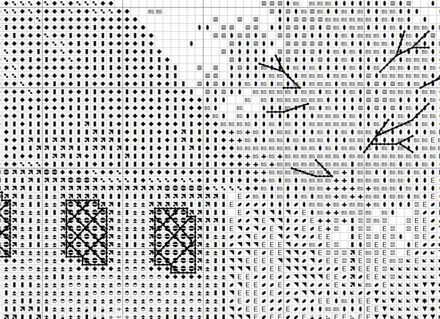 Spring landscape Counted Cross Stitch Pattern Village House Hand Embroidery Needlepoint Chart Cottage Pattern PDF Modern Cross Stitch