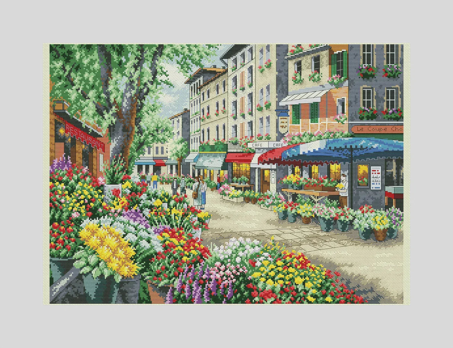 Paris Cross Stitch Pattern City Street X-stitch Chart Needlepoint Pattern Embroidery Chart Printable PDF Instant Download Design Decor