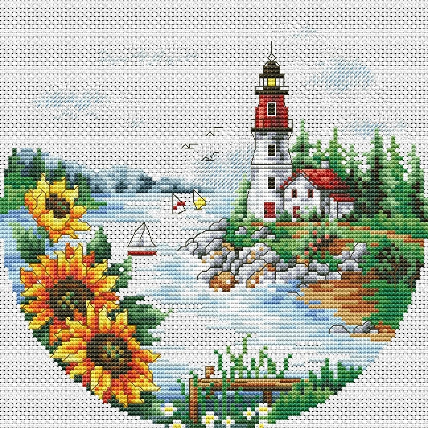 Summer on the Beach Cross Stitch Pattern Digital Pattern Modern Decor Landscape Pattern Hand Embroidery Needlepoint Counted cross stitch