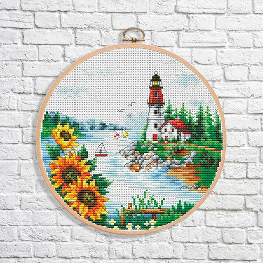 Summer on the Beach Cross Stitch Pattern Digital Pattern Modern Decor Landscape Pattern Hand Embroidery Needlepoint Counted cross stitch