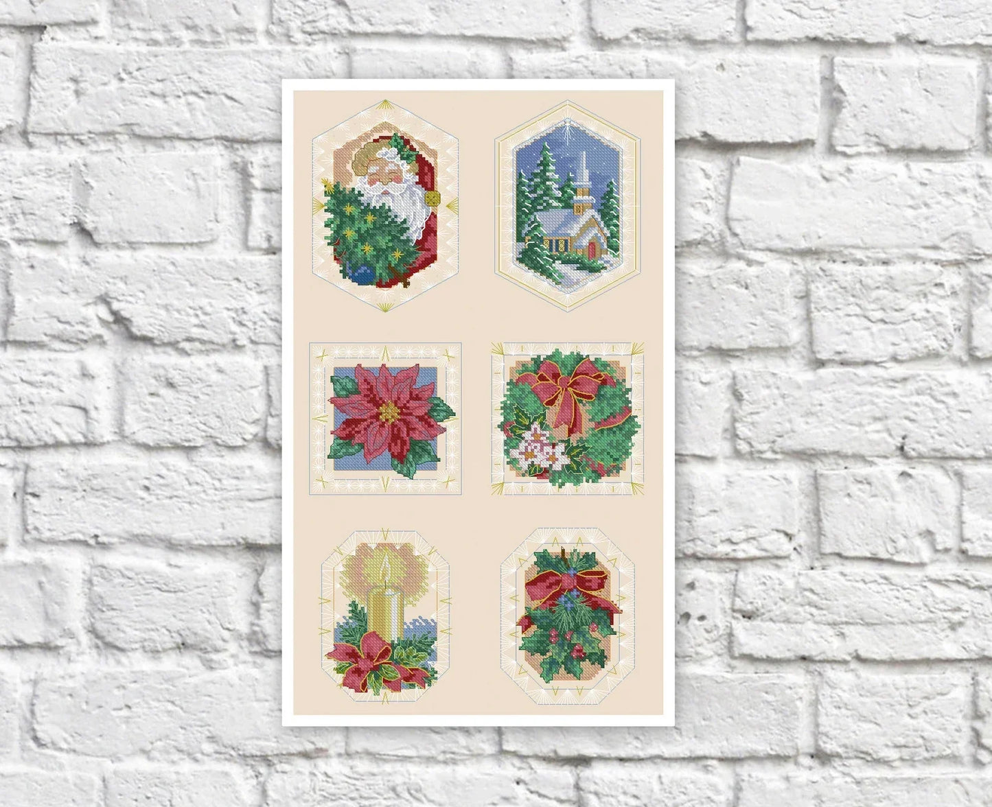 Christmas Ornament Cross Stitch Pattern Colorful Art DIY X-stitch Needlepoint Embroidery Chart Printable Instant Download PDF Design