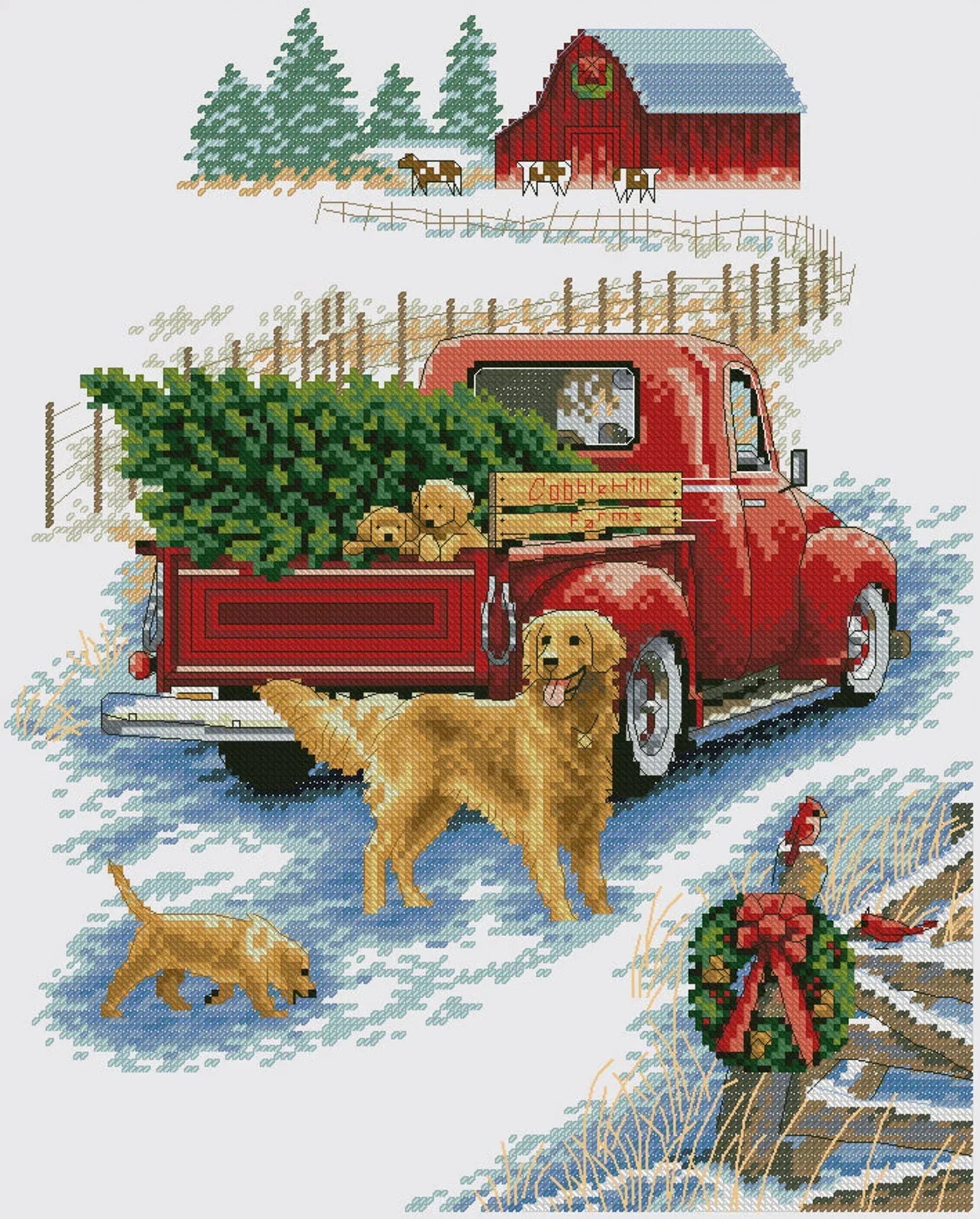 Christmas Village Cross Stitch Pattern Colorful Art DIY X-stitch Needlepoint Pattern Embroidery Chart Printable Instant Download PDF Design