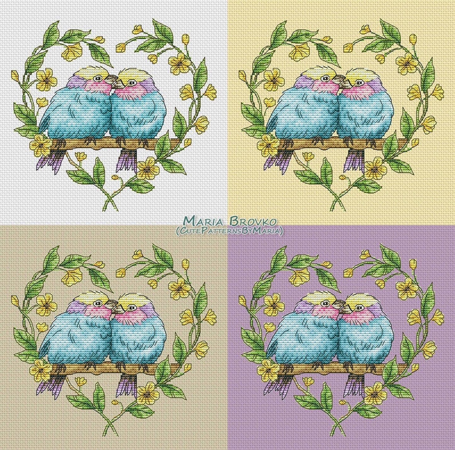Cross Stitch Pattern Bird romance DMC Chart Embroidery Printable PDF Instant Download