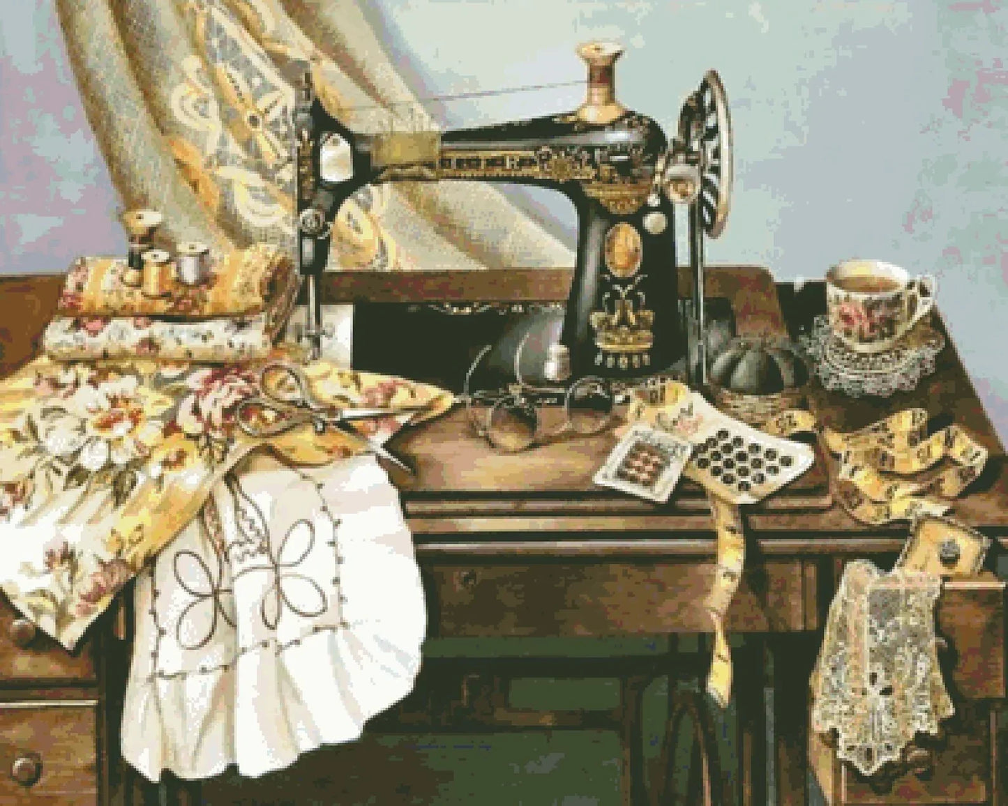 Vintage sewing machine, Counted Cross Stitch Pattern, Digital Pattern, Sewing room Pattern, Hand Embroidery, Needlepoint chart