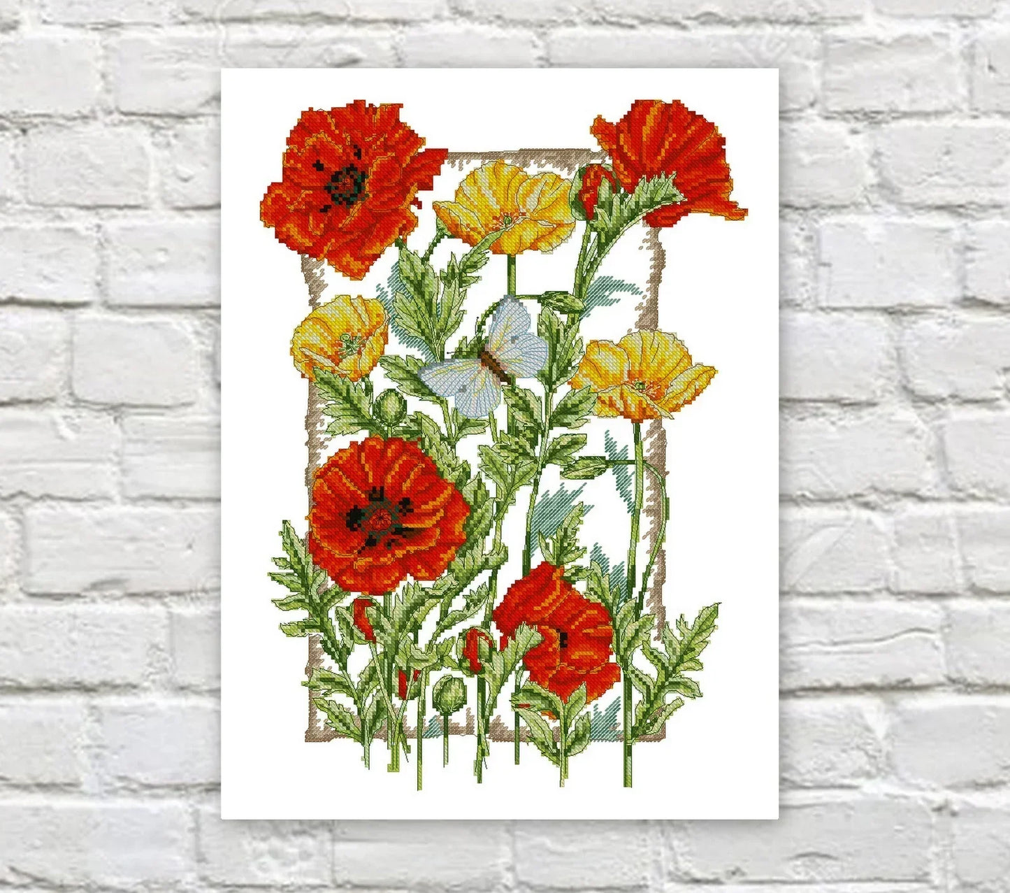 Poppy Cross Stitch Pattern Wildflowers Cross Stitch Flowers Counted PDF X-stitch Chart Needlepoint Embroidery Instant Download