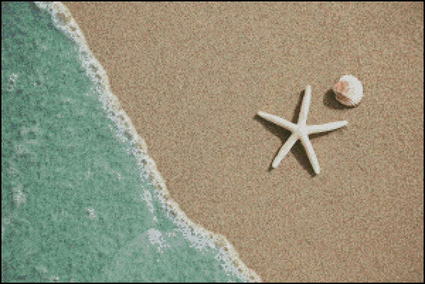 Seashell Cross Stitch Pattern , Beach X Stitch Chart , Instant Download , Digital File , Pdf Format, Starfish On The Beach