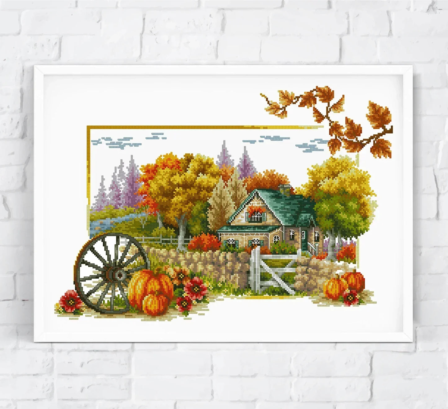 Set of 4 landcape cross stitch patterns, counted cross stitch chart Nature forest floral embroidery cross stitch Wall decor Digital file PDF