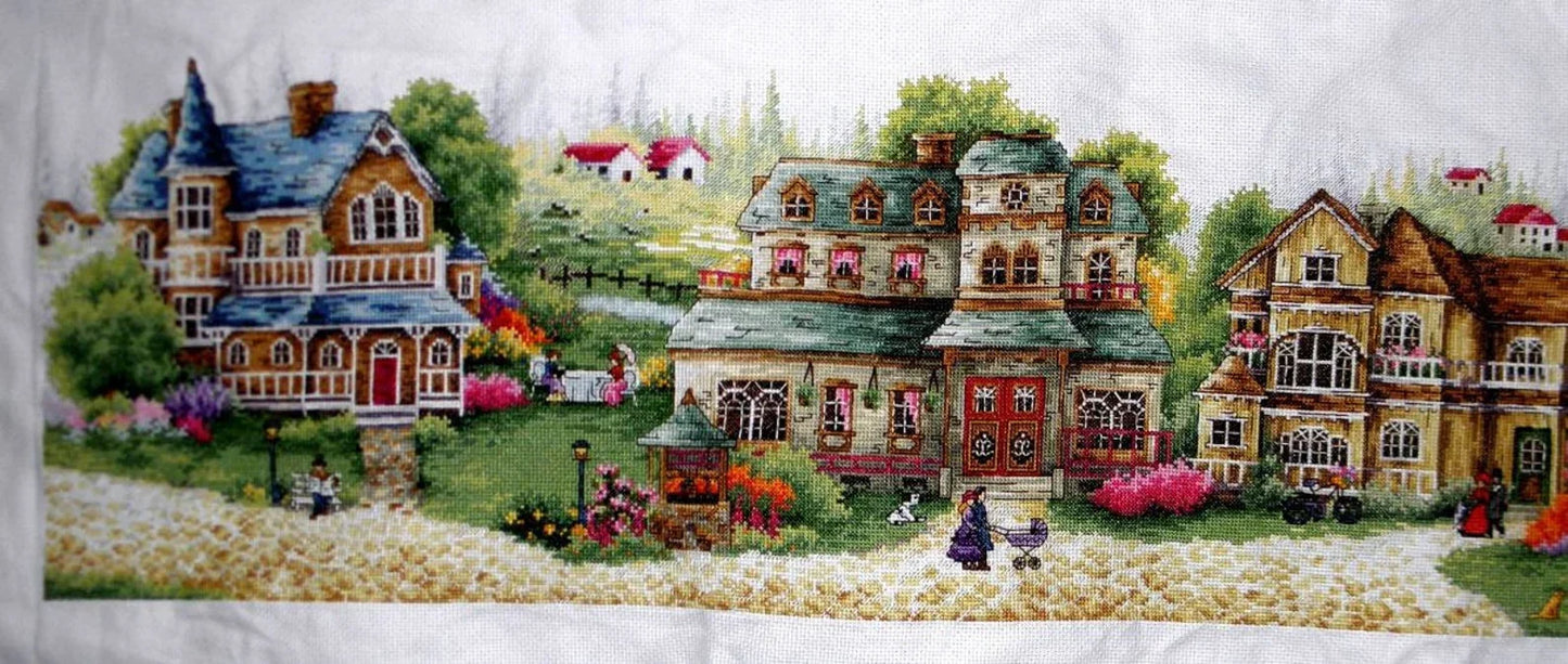 Victorian village Counted cross stitch pdf pattern cottage Digital cross stitch chart city large cross stitch pattern instant download