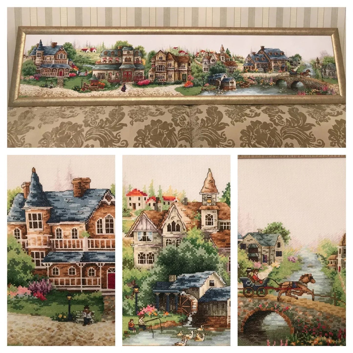 Victorian village Counted cross stitch pdf pattern cottage Digital cross stitch chart city large cross stitch pattern instant download