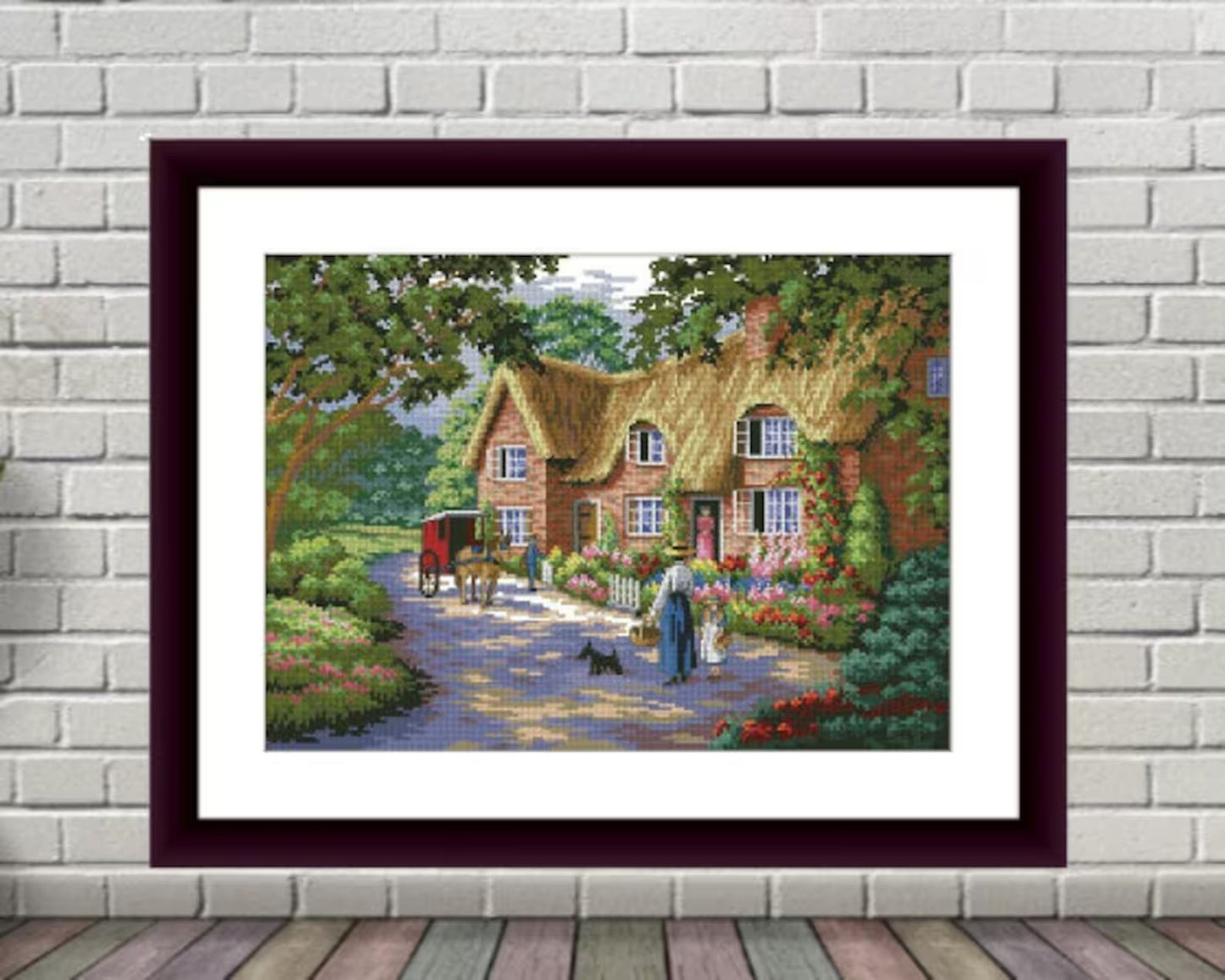 Victorian village Counted cross stitch pdf pattern cottage Digital cross stitch chart city large cross stitch pattern instant download