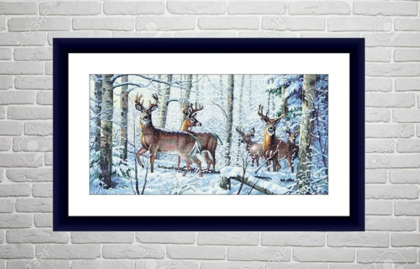 Woodland deer Counted cross stitch pattern PDF winter landscape Digital cross stitch chart woodland deer PDF cross stitch pattern
