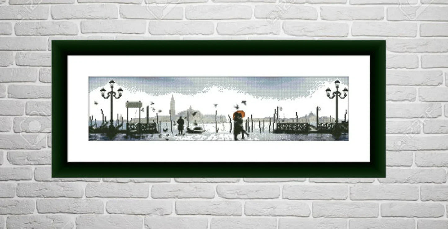 Venice Counted cross stitch pattern İtalian Cityscape Digital cross stitch chart watercolor city cross stitch pattern needlepoint chart