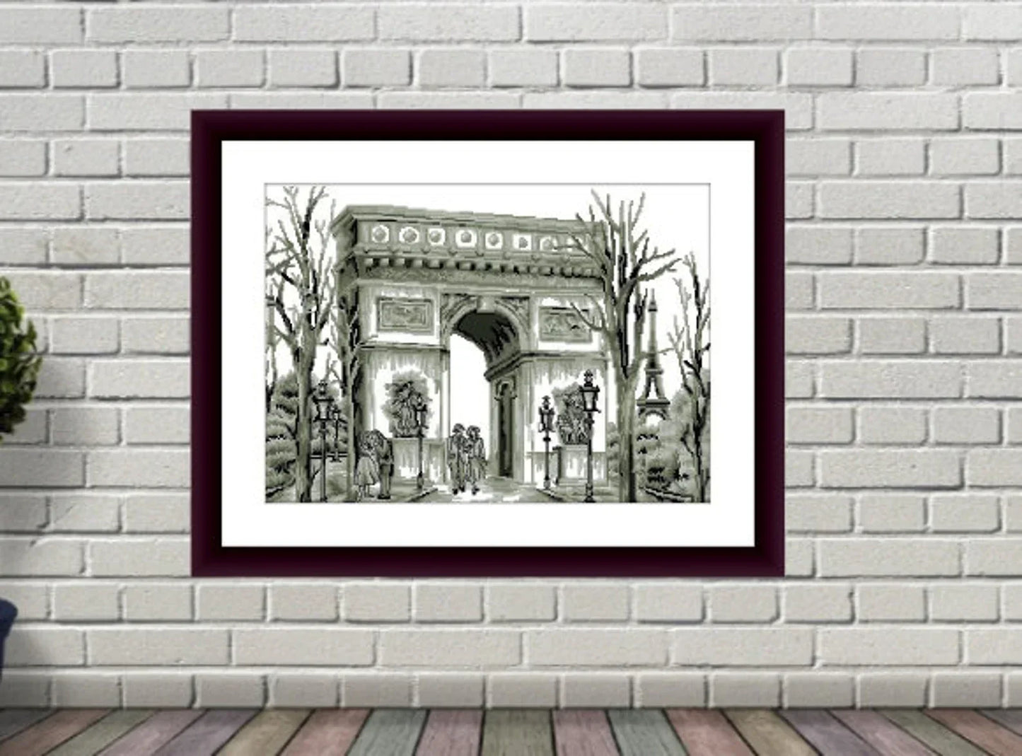 Paris counted cross stitch pdf pattern European city Digital cross stitch chart city cross stitch pattern cafe needlepoint chart