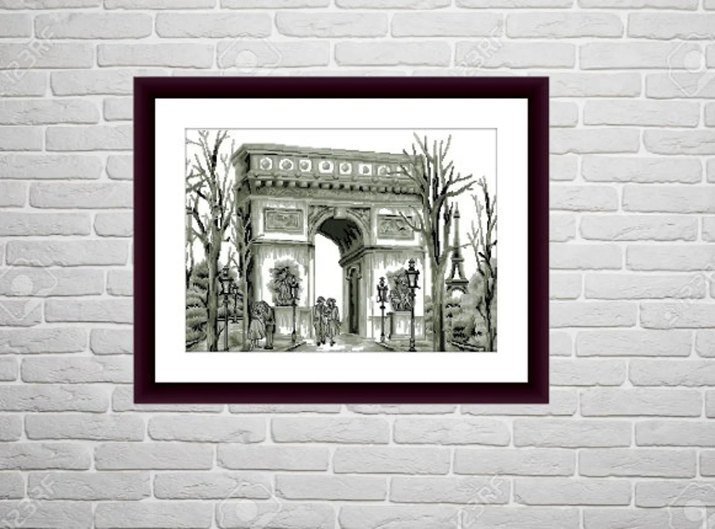 Paris counted cross stitch pdf pattern European city Digital cross stitch chart city cross stitch pattern cafe needlepoint chart